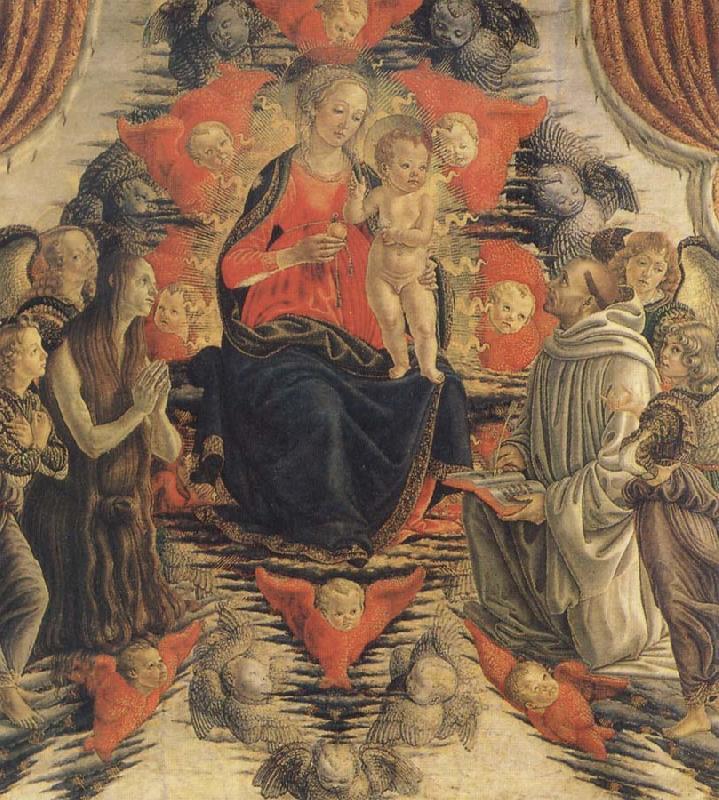 Francesco Botticini The Virgin and the Nino in the glory with Holy Maria Mary magdalene, San Bernardo and angeles Sweden oil painting art